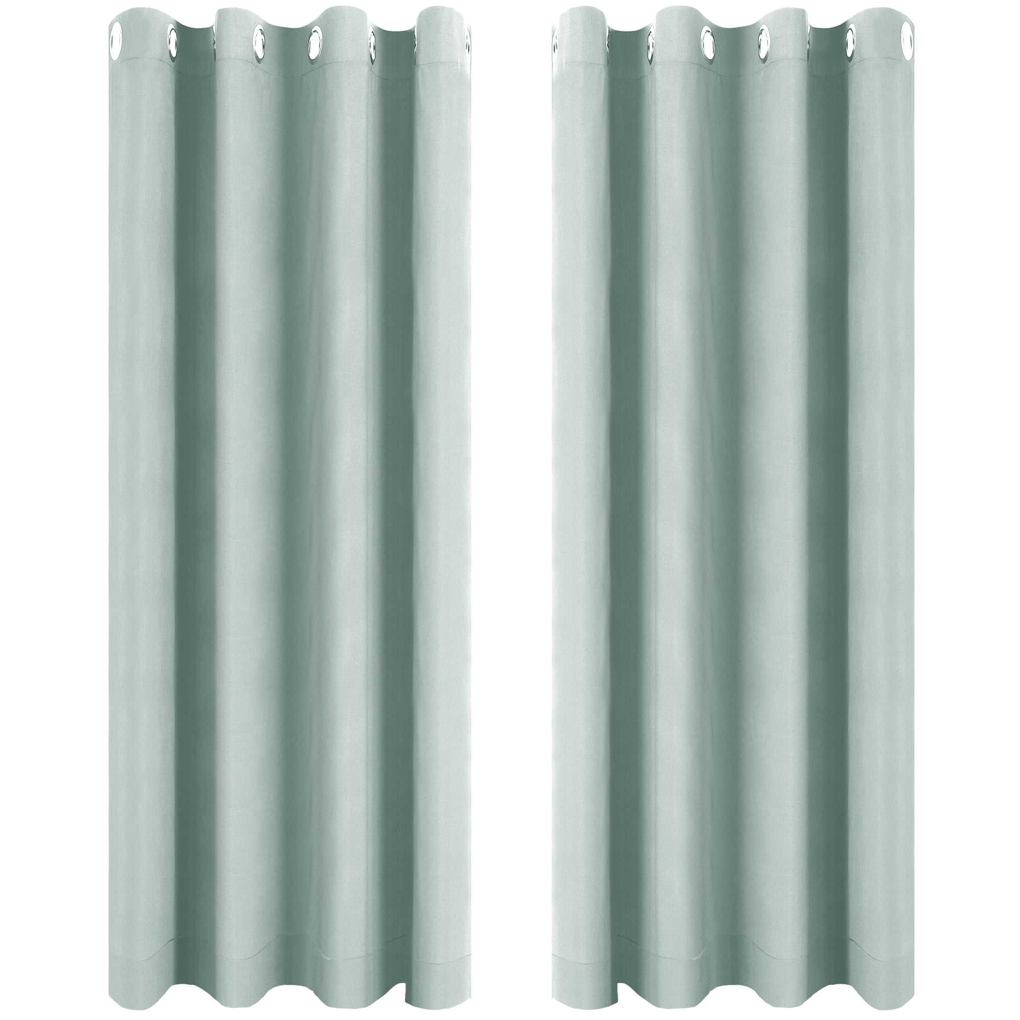 Unique Bargains 2 Panels Bedroom Waterproof 100% Blackout Curtains Light Sage 52"Wx63"L