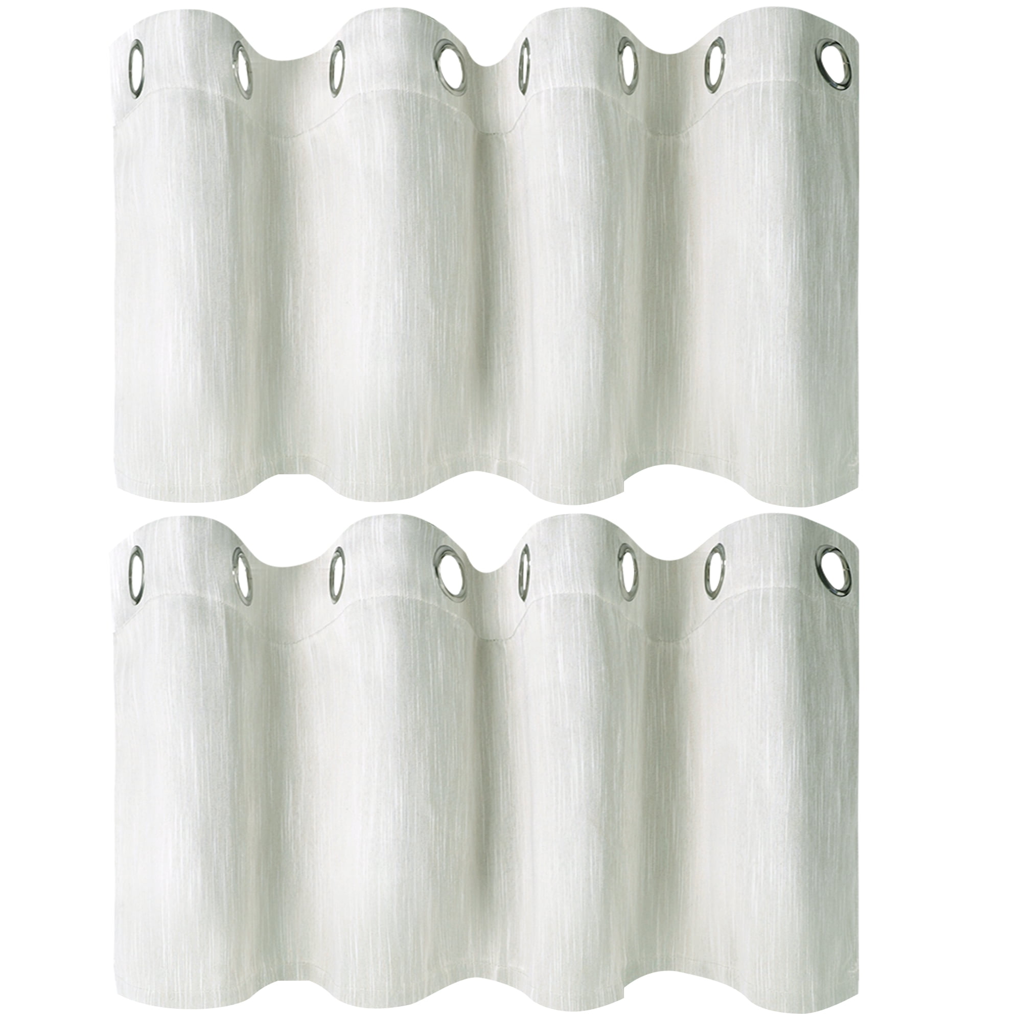 Unique Bargains 2 Panels Kitchen Linen Look Blackout Curtains Beige 52"W x 18"L