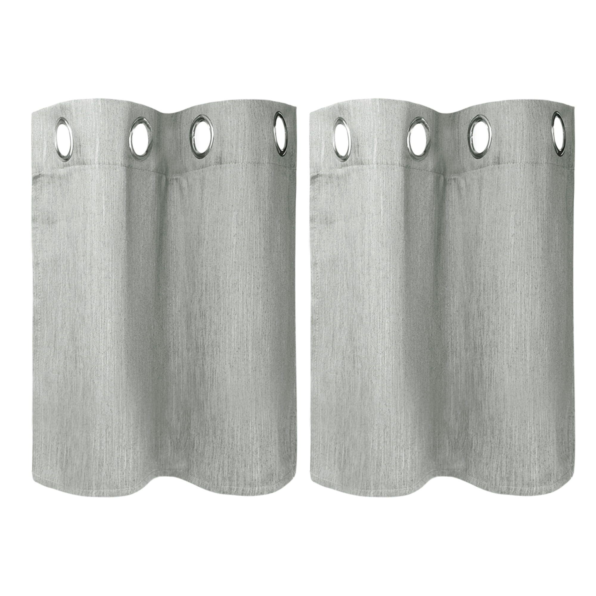 Unique Bargains 2 Panels Kitchen Linen Look Blackout Curtains Gray 29"W