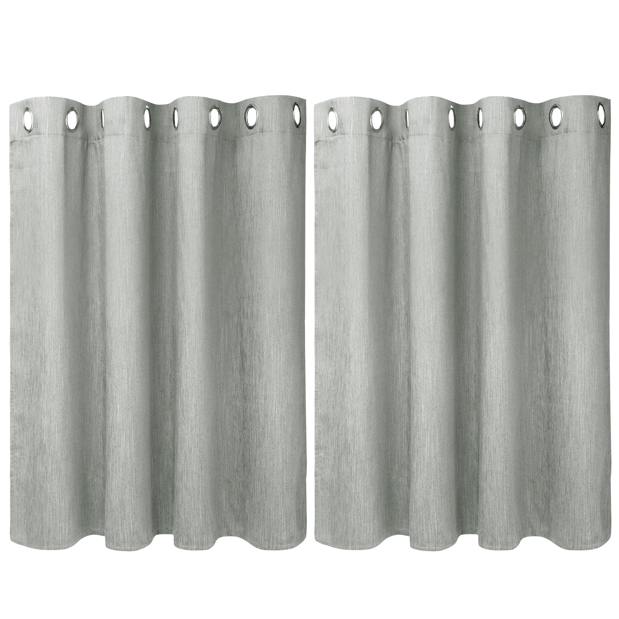 Unique Bargains 2 Panels Kitchen Linen Look Blackout Curtains Gray 52"W x 36"L