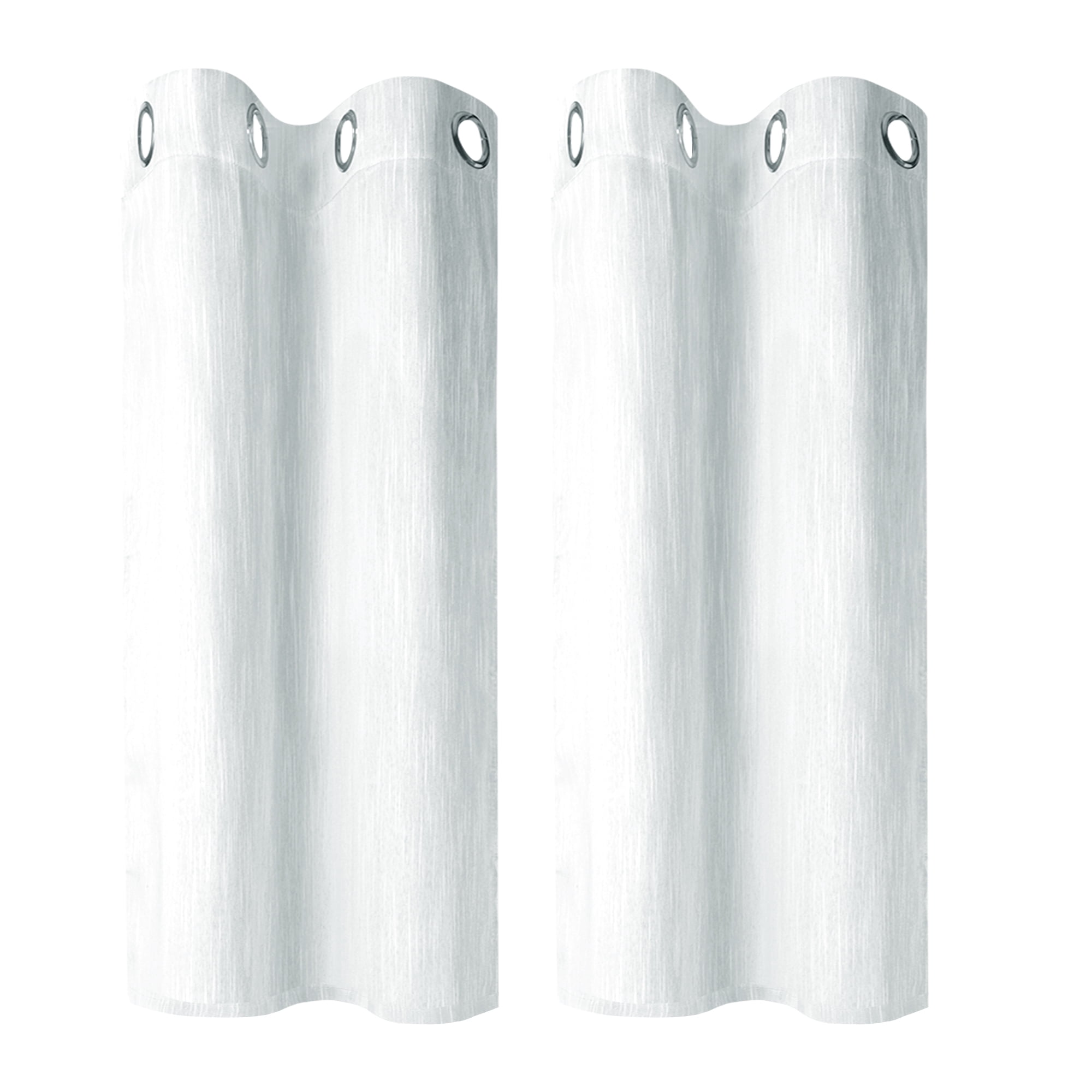 Unique Bargains 2 Panels Kitchen Linen Look Blackout Curtains Light Gray 29"W x 36"L