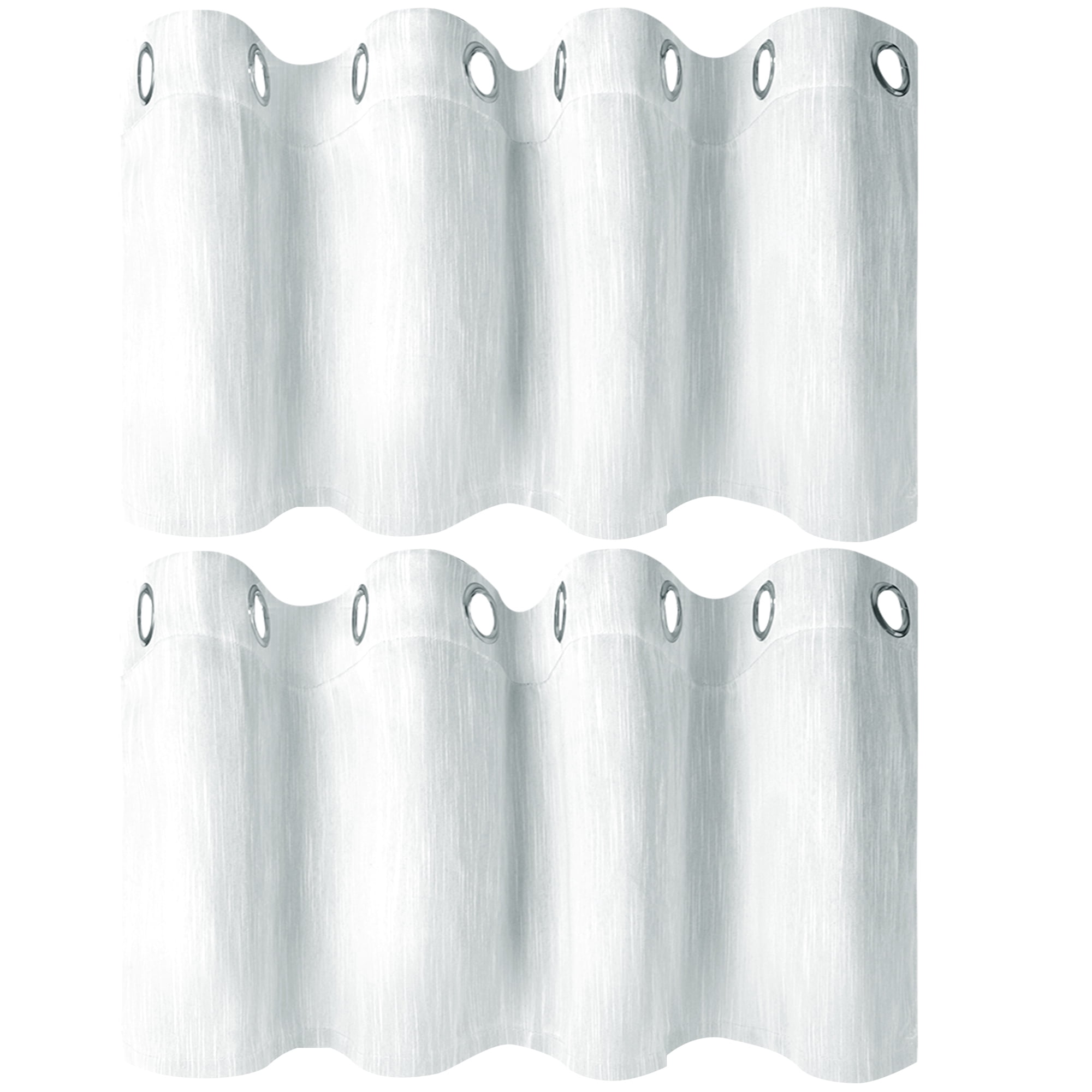 Unique Bargains 2 Panels Kitchen Linen Look Blackout Curtains Light Gray 52"W x 18"L