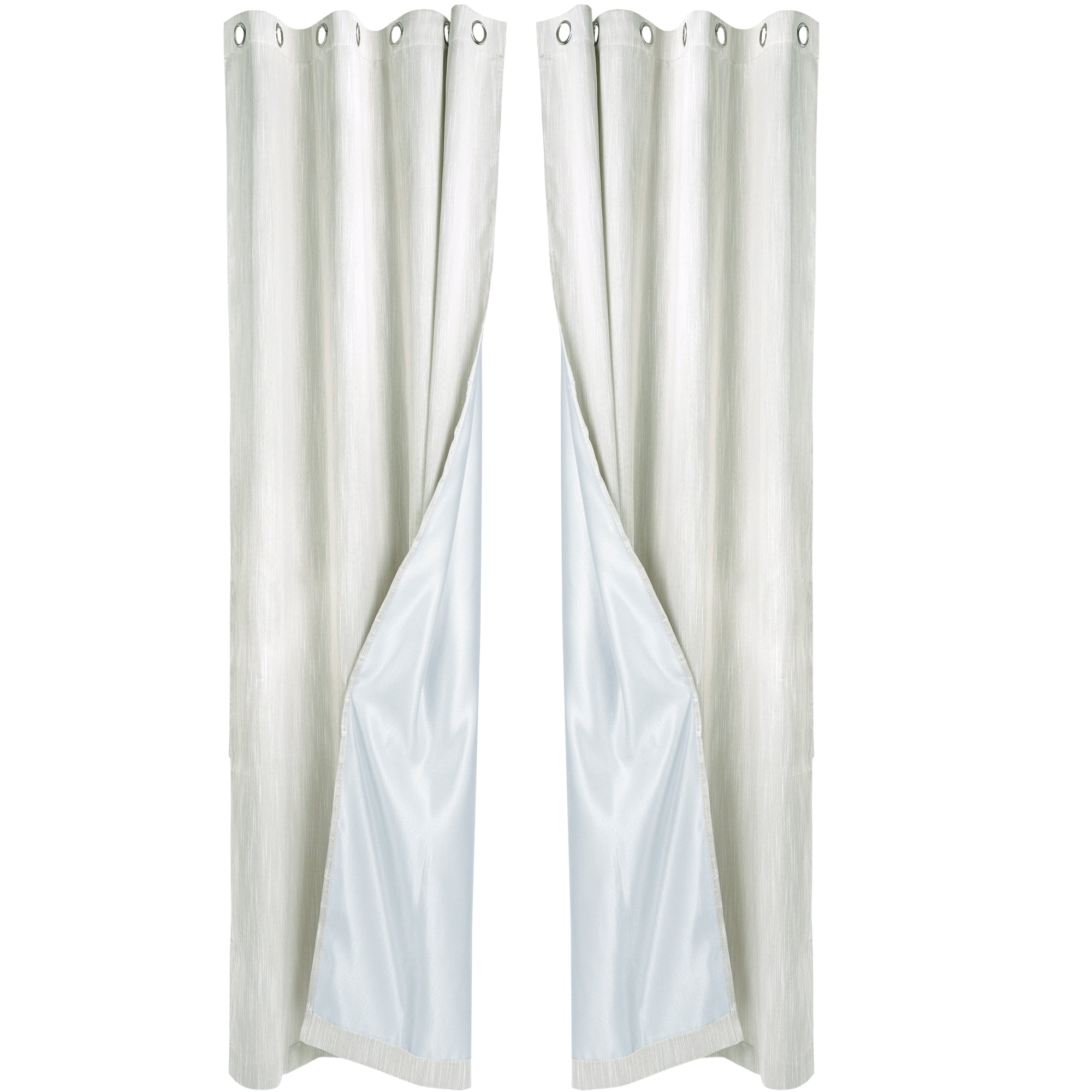Unique Bargains 2 Panels Linen Look Blackout Curtains for Bedroom Beige 52"W x 108"L