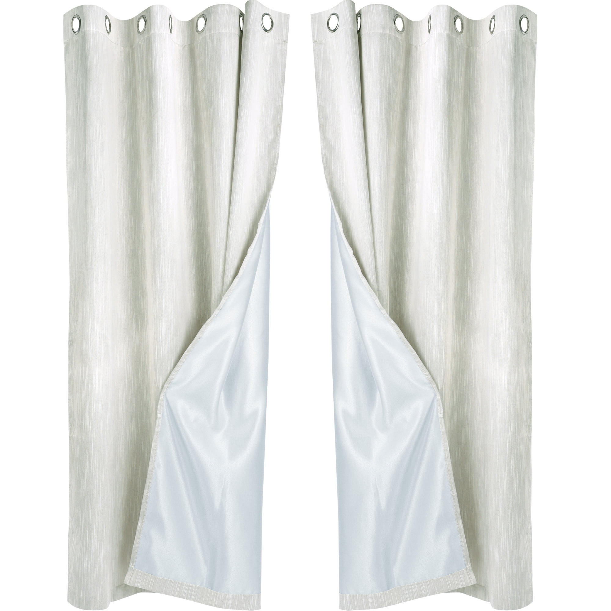 Unique Bargains 2 Panels Linen Look Blackout Curtains for Bedroom Beige