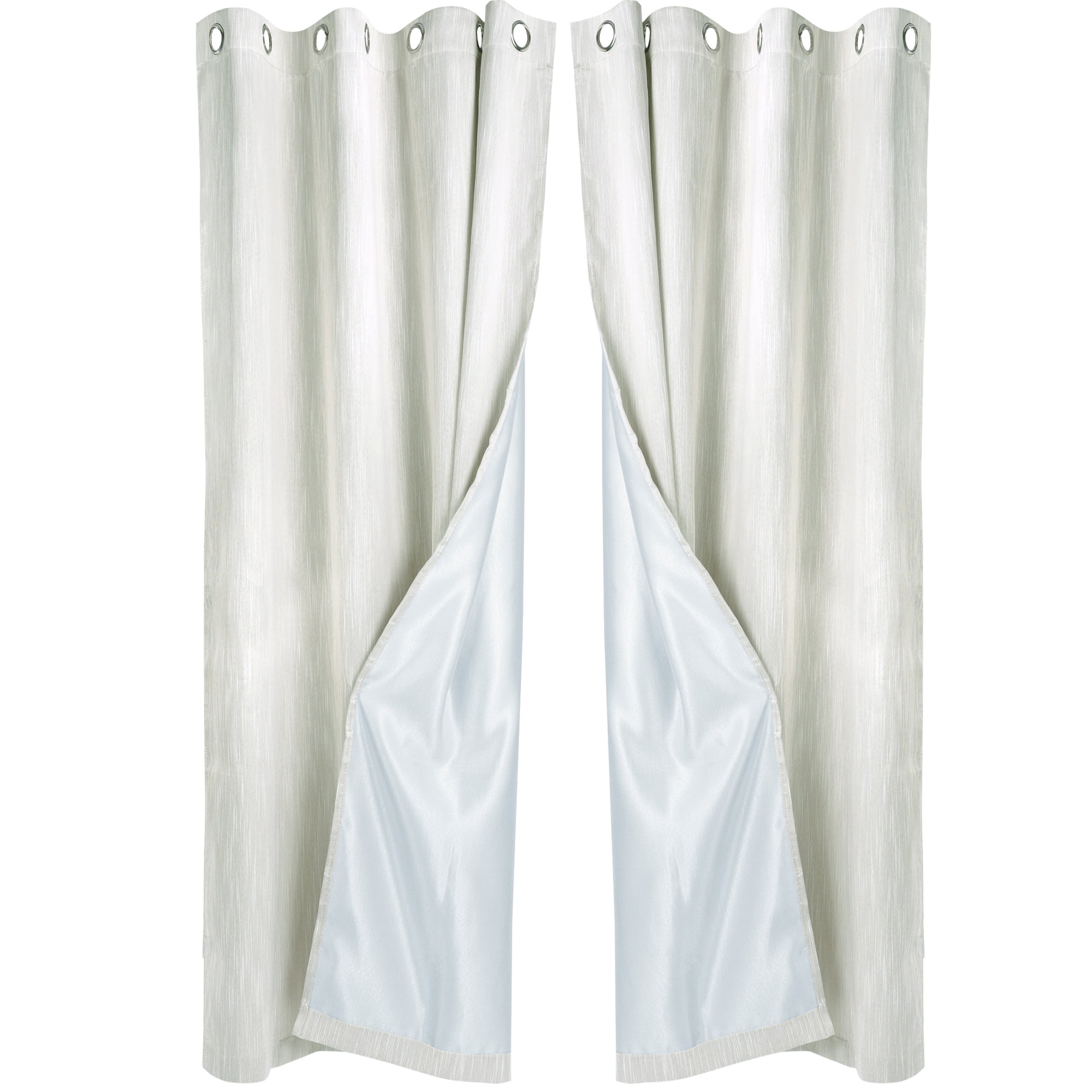 Unique Bargains 2 Panels Linen Look Blackout Curtains for Bedroom Beige 52"W x 84"L