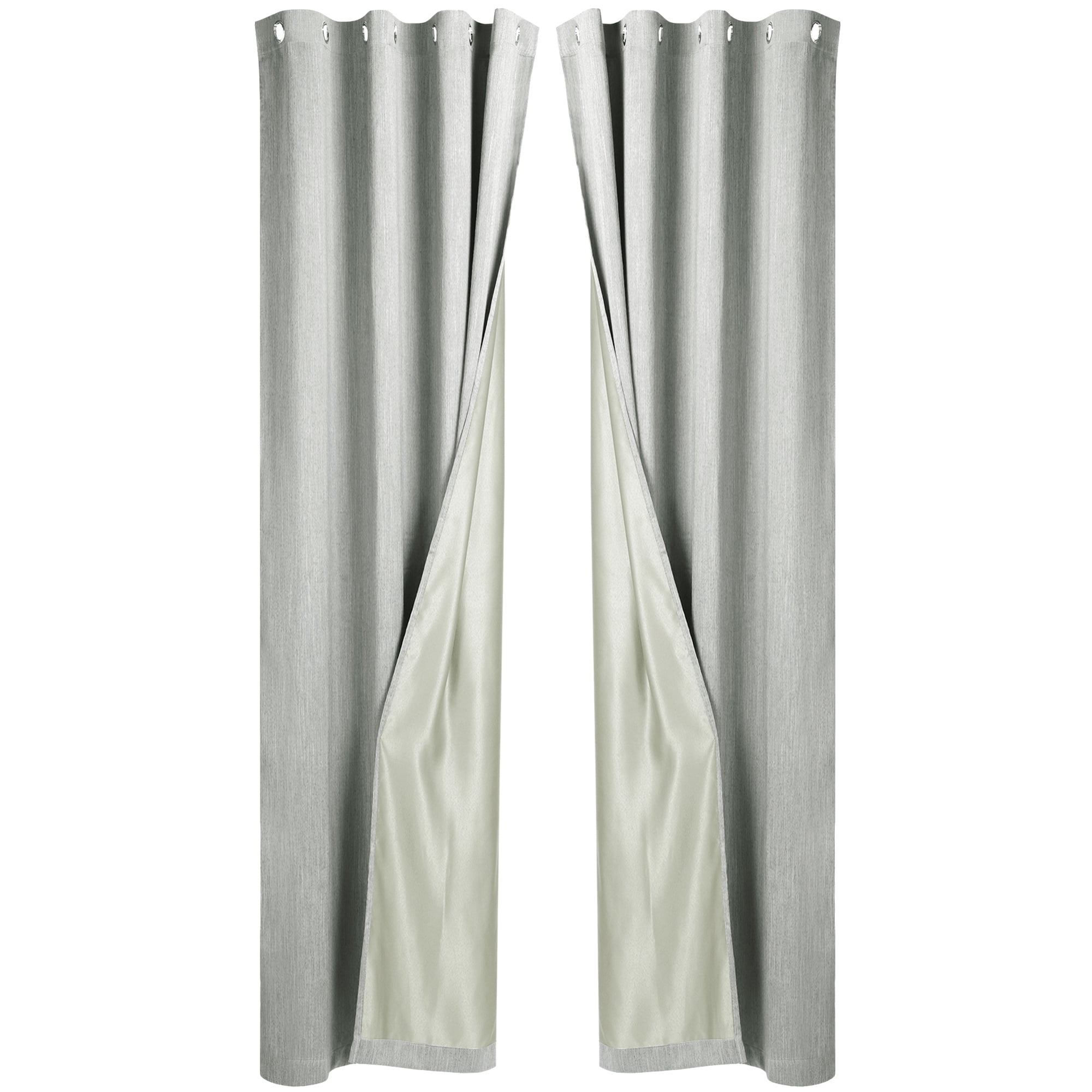 Unique Bargains 2 Panels Linen Look Blackout Curtains for Bedroom Gray
