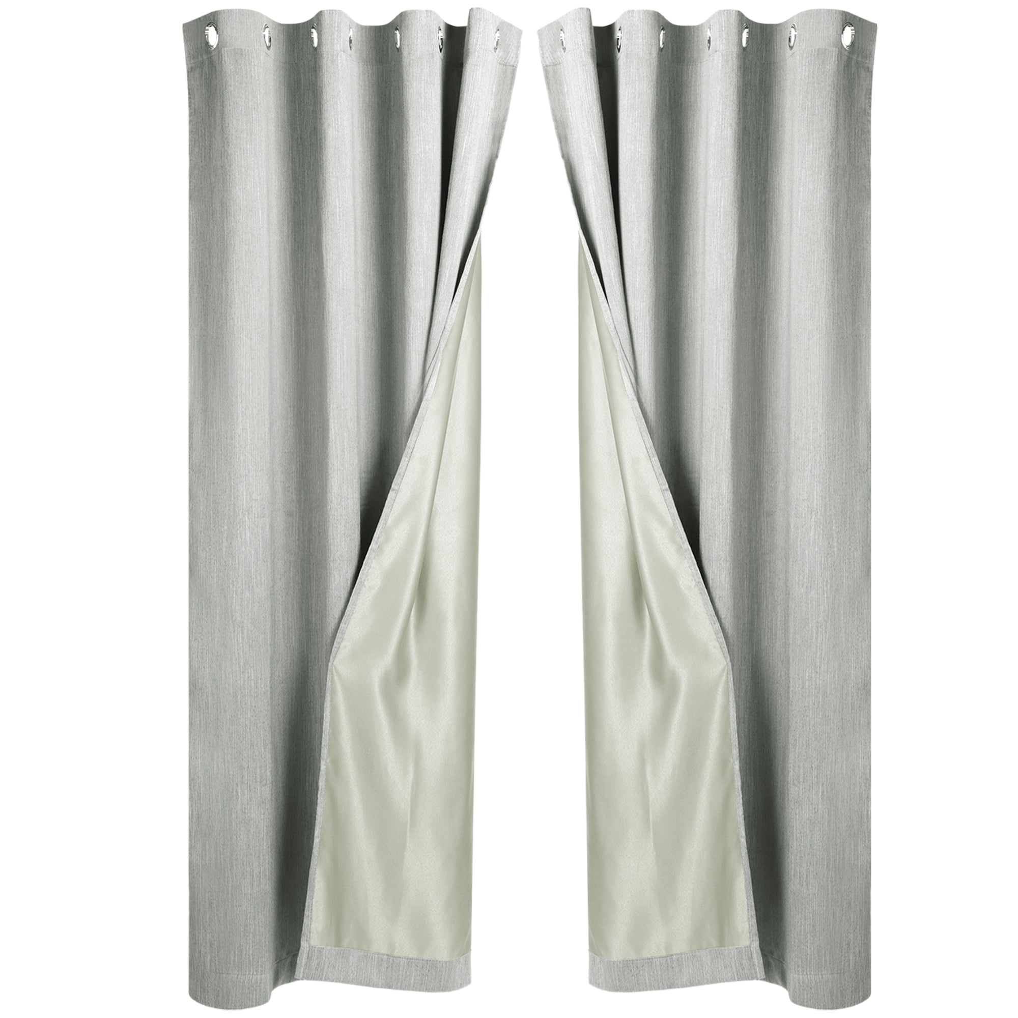 Unique Bargains 2 Panels Linen Look Blackout Curtains for Bedroom Gray 52"W x 72"L