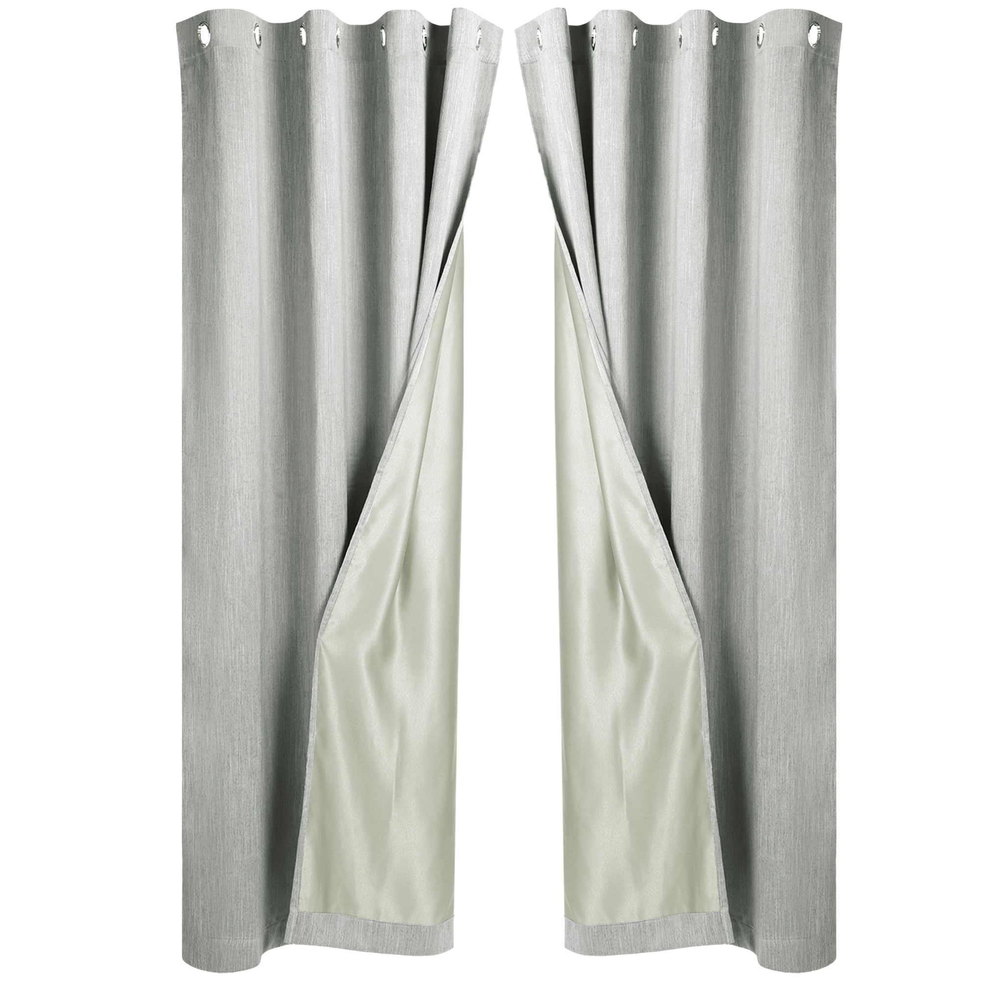 Unique Bargains 2 Panels Linen Look Blackout Curtains for Bedroom Gray