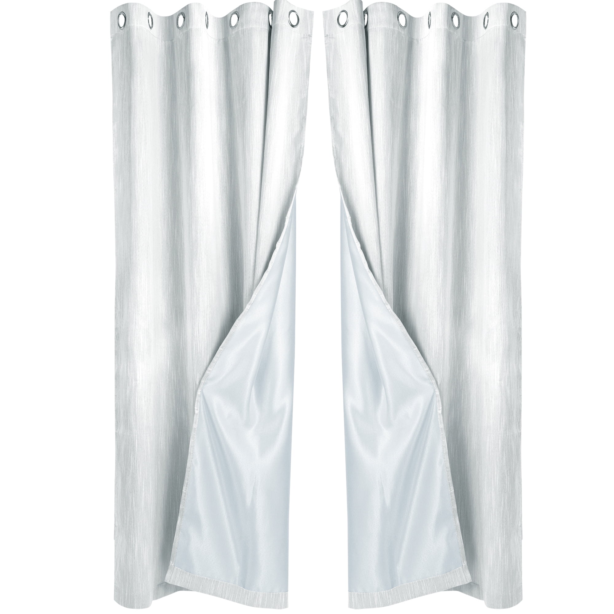 Unique Bargains 2 Panels Linen Look Blackout Curtains for Bedroom Light Gray 52"W x 95"L
