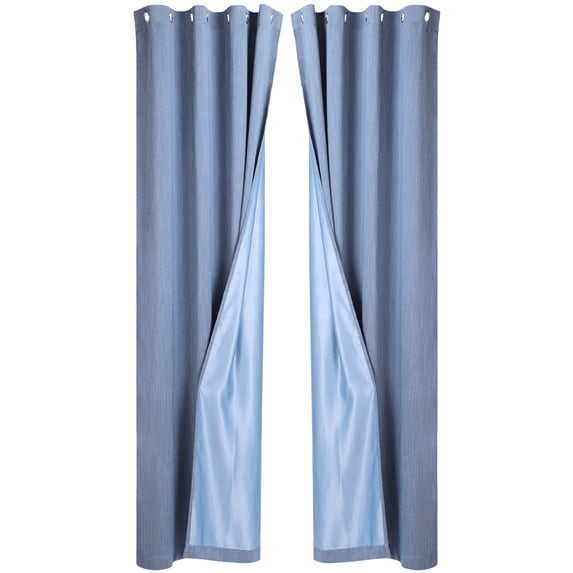Unique Bargains 2 Panels Linen Look Blackout Curtains for Bedroom Steel Blue 52"W x 108"L