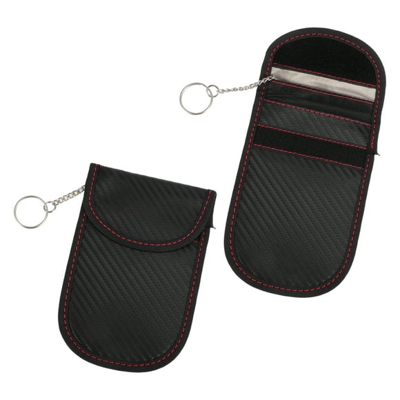 Unique Bargains 2 Pc, Car Faraday Pouch, RFID Signal Blocking Bags Carbon Fiber Black