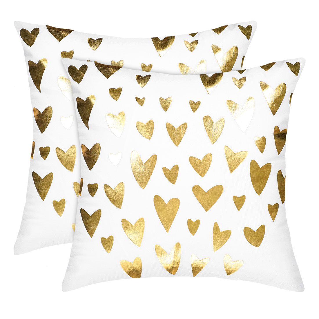 Unique Bargains 2-Pcak Heart Print Polyster Decorative Throw Pillow Cover 18"x18"