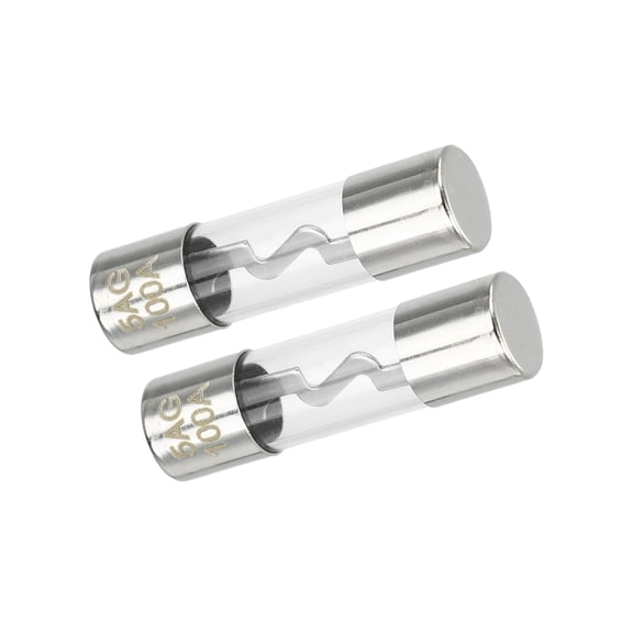 Unique Bargains 2 Pcs 0.39x1.50 Inch 100A Universal AGU Glass Fuse - Car - Tube Metal Silver Tone