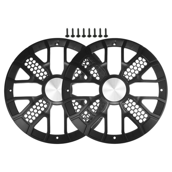 Unique Bargains 2 Pcs 10" Car Speaker Grills Cover Round 10 Inch Audio Subwoofer Guard Protector with Screws ABS Black