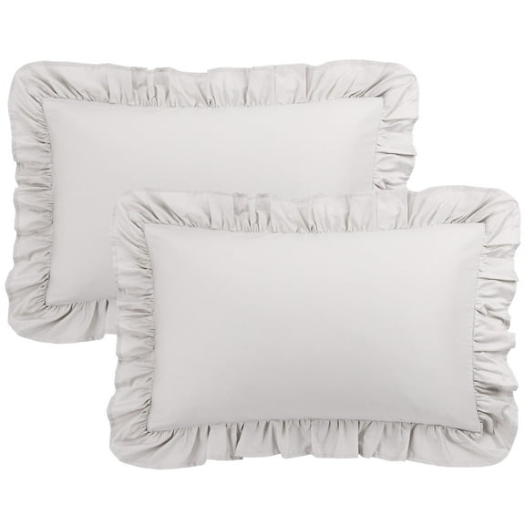 Unique Bargains 2 Pcs 100% Cotton Envelope Closure Ruffled Pillowcases Isabelline Standard