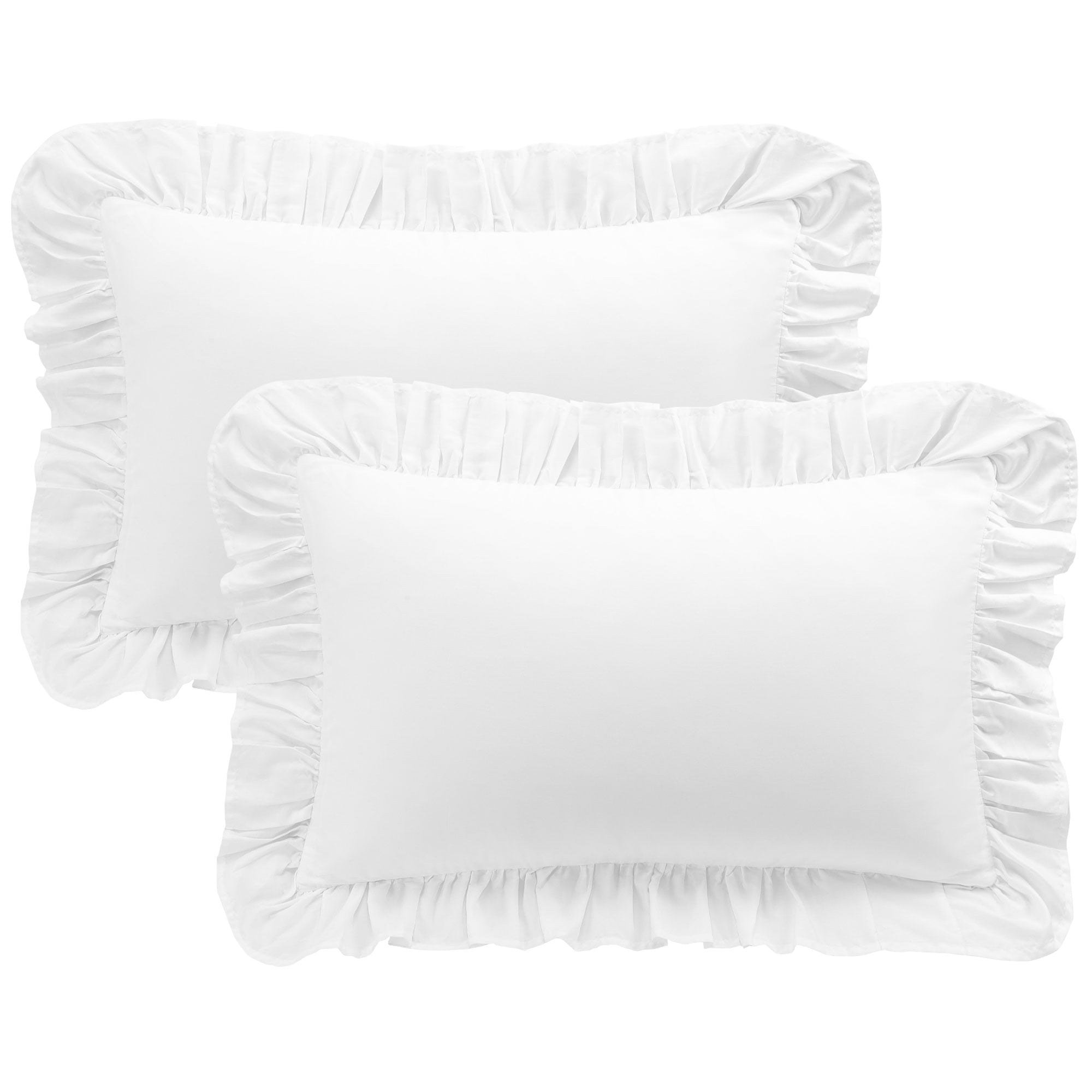 Unique Bargains 2 Pcs 100% Cotton Envelope Closure Ruffled Pillowcases White Queen