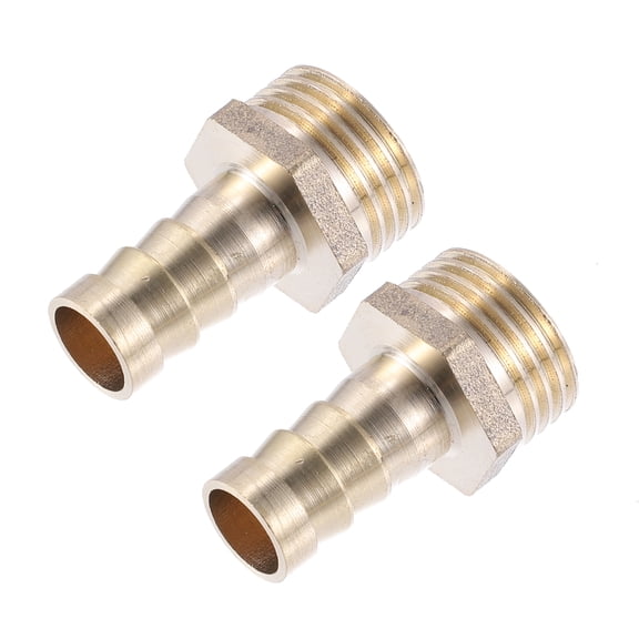 Unique Bargains 2 Pcs 12mm Outer Diameter Barbed to 1/2" BSP Hose Barb Tail Male Thread Brass Hose Fitting Connector