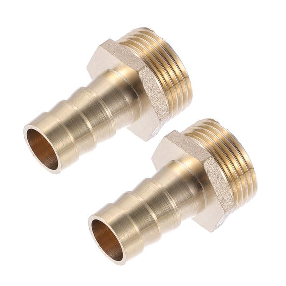 Unique Bargains 2 Pcs 16mm Outer Diameter Barbed to 3/4" BSP Hose Barb Tail Male Thread Brass Hose Fitting Connector