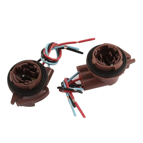 Unique Bargains 2 Pcs 3157 Bulb Socket Car Brake Turn Signal Light Harness Wire Connectors Brown