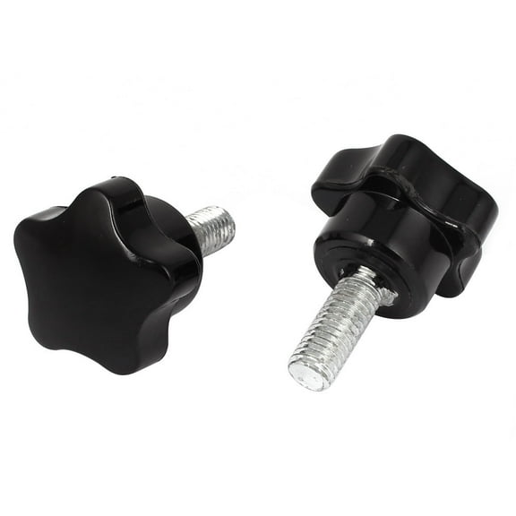 Unique Bargains 2 Pcs 32mm Dia Black Star Shaped Head M8 x 20mm Thread Clamping Screw Knob