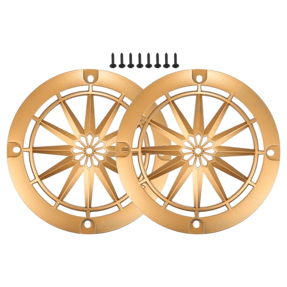 Unique Bargains 2 Pcs 4" Car Speaker Grills Cover Round 4 Inch Audio Subwoofer Protective with Screws ABS Gold Tone
