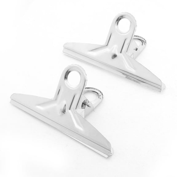 Unique Bargains 2 Pcs 40mm Jaw Capacity Stainless Steel Paper File Documents Binders Clips