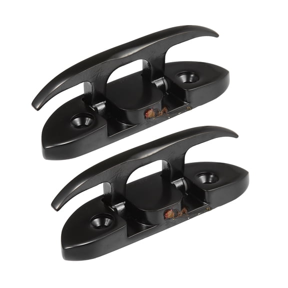 Unique Bargains 2 Pcs 5 Inch 120mm Stainless Steel Boat Flip Up Dock Cleat Flagpole Cleat Hook Deck Cleats Rope Black