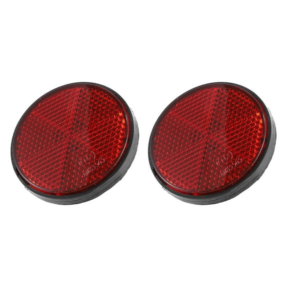 Unique Bargains 2 Pcs 56mm Red Universal Round Reflective Warning Reflector with Adhesive Tape for Motorcycle Bike