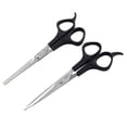 thumbnail image 1 of Unique Bargains 2 Pcs 6.7" Stainless Steel Straight Thinning Scissors Shear Salon Hair Cutting Black Silver Tone, 1 of 2