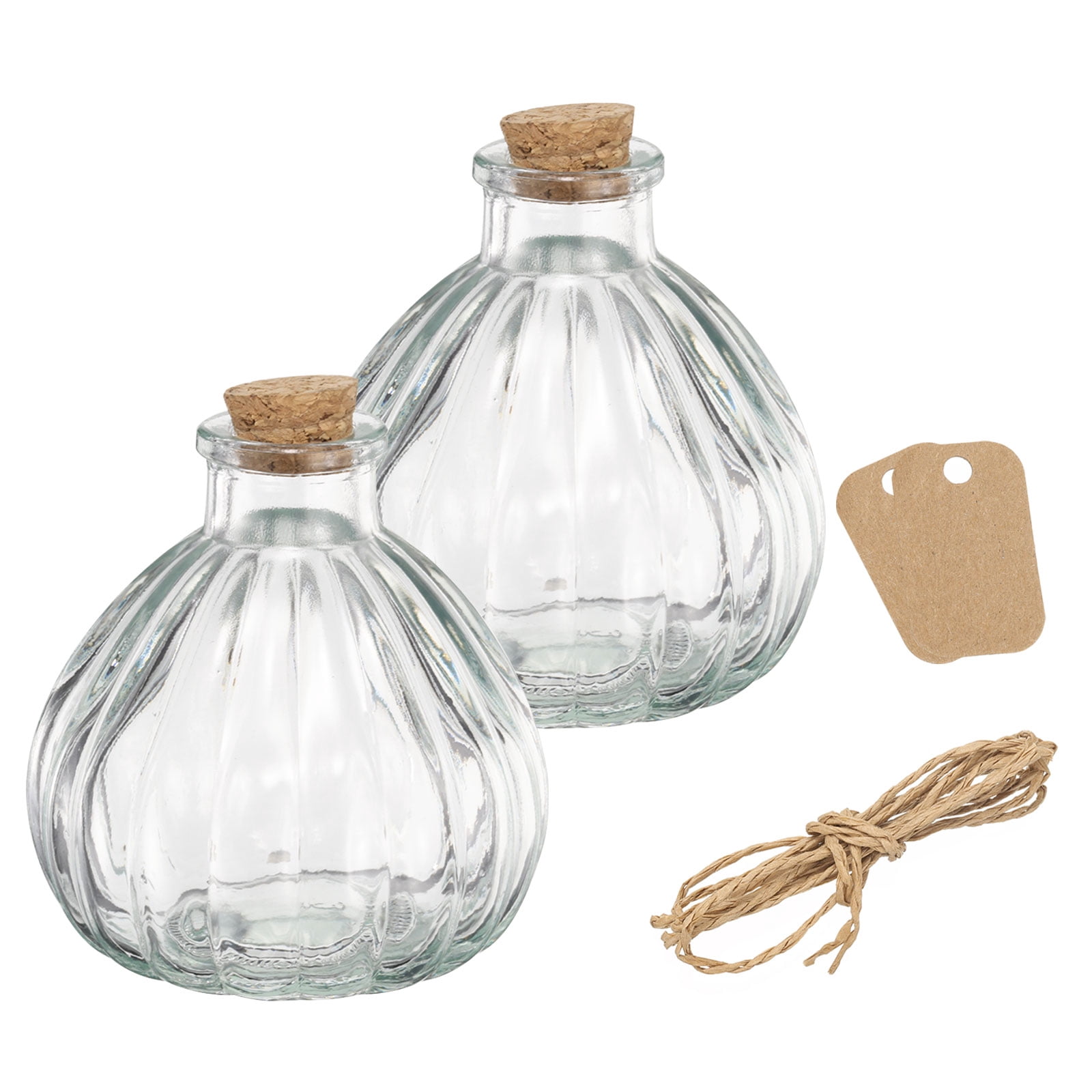 Unique Bargains 2 Pcs 7.8 oz Pumpkin Glass Jars with Cork Stoppers for Halloween