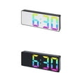 thumbnail image 1 of Unique Bargains 2 Pcs Alarm Clock Big Numbers Display Temperature Black Mirror/Black, 1 of 6