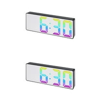 Unique Bargains 2 Pcs Alarm Clock Big Numbers Display Temperature Black Mirror