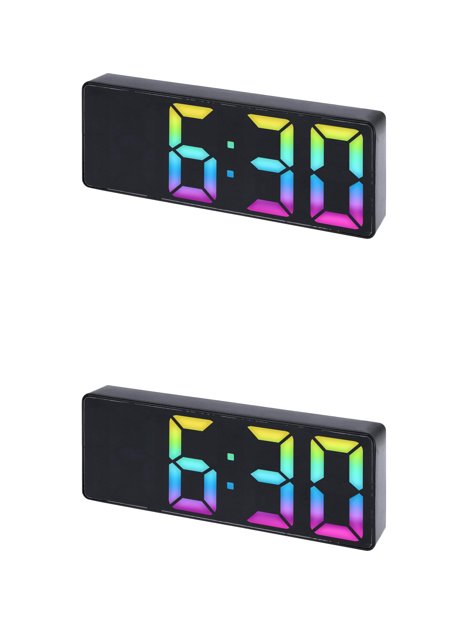 Unique Bargains 2 Pcs Alarm Clock Big Numbers Display Temperature Black