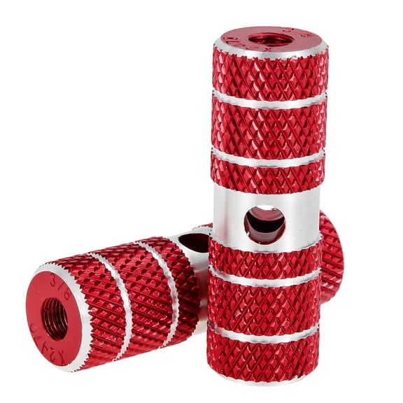Unique Bargains 2 Pcs Aluminum Alloy Anti-Skid Bike Pegs 70mm Length Circle Texture Bicycle Backseats Stands Cycling Foot Pegs 3/8 Inch Axles Red