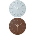 thumbnail image 1 of Unique Bargains 2 Pcs Analog Battery Operated Wall Clock 12 Inch Brown/Blue, 1 of 6