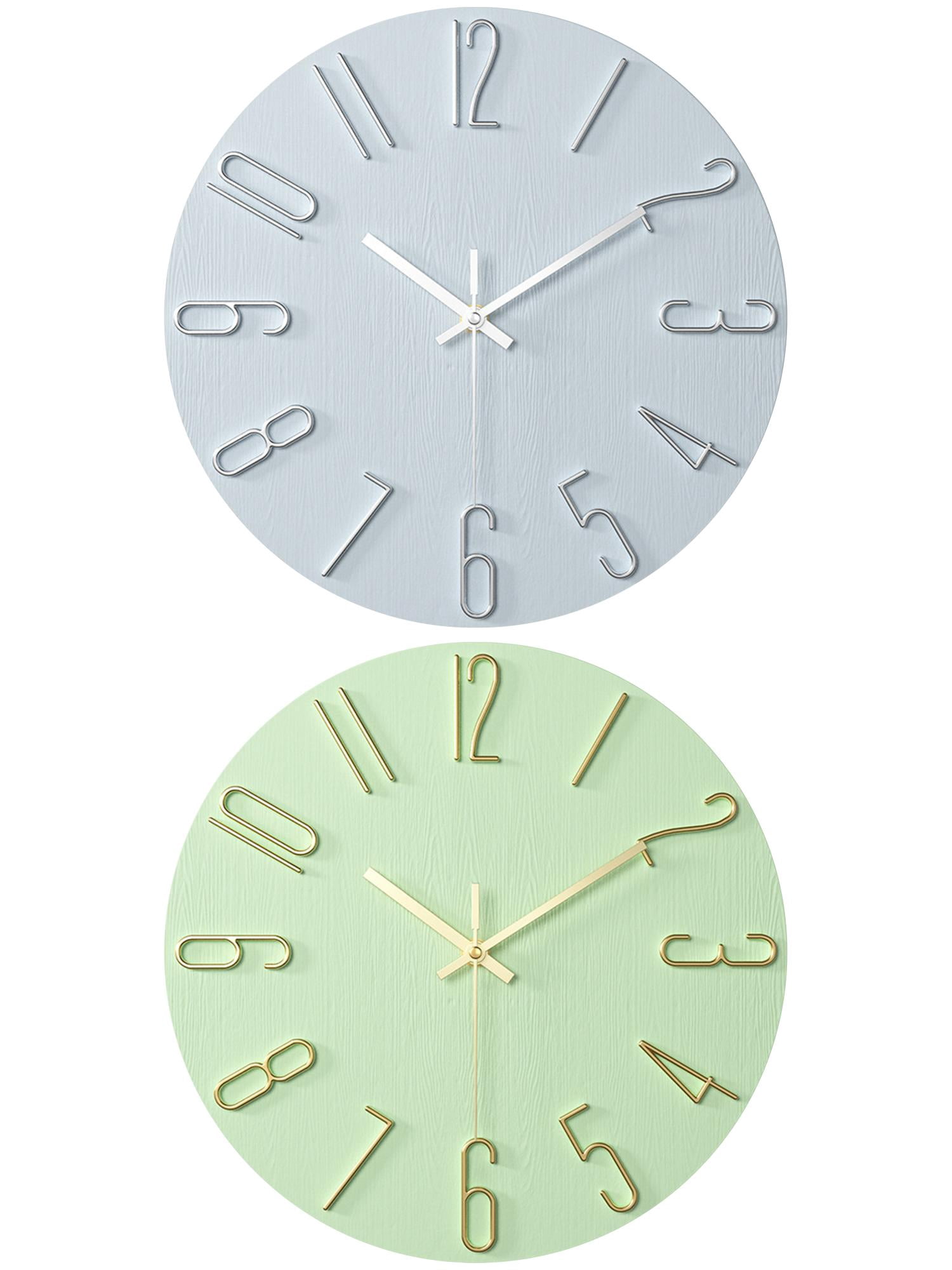 Unique Bargains 2 Pcs Analog Battery Operated Wall Clock 12 Inch Green/Blue