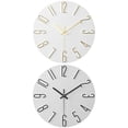 thumbnail image 1 of Unique Bargains 2 Pcs Analog Battery Operated Wall Clock 12 Inch White/White Gold, 1 of 6