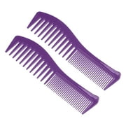 Unique Bargains 2 Pcs Anti Static Hair Comb Wide Tooth for Thick Curly Hair Hair Care Detangling Comb Purple