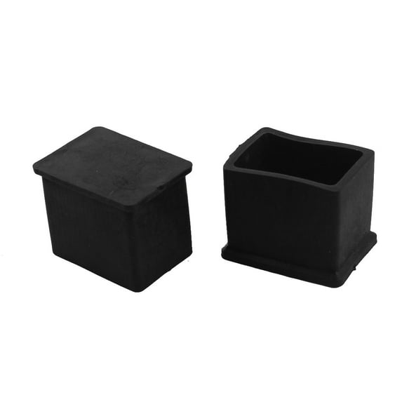 Unique Bargains 2 Pcs Antislip Rubber Rectangle 30mm x 20mm Chair Foot Cover Table Furniture Leg Protector Balck