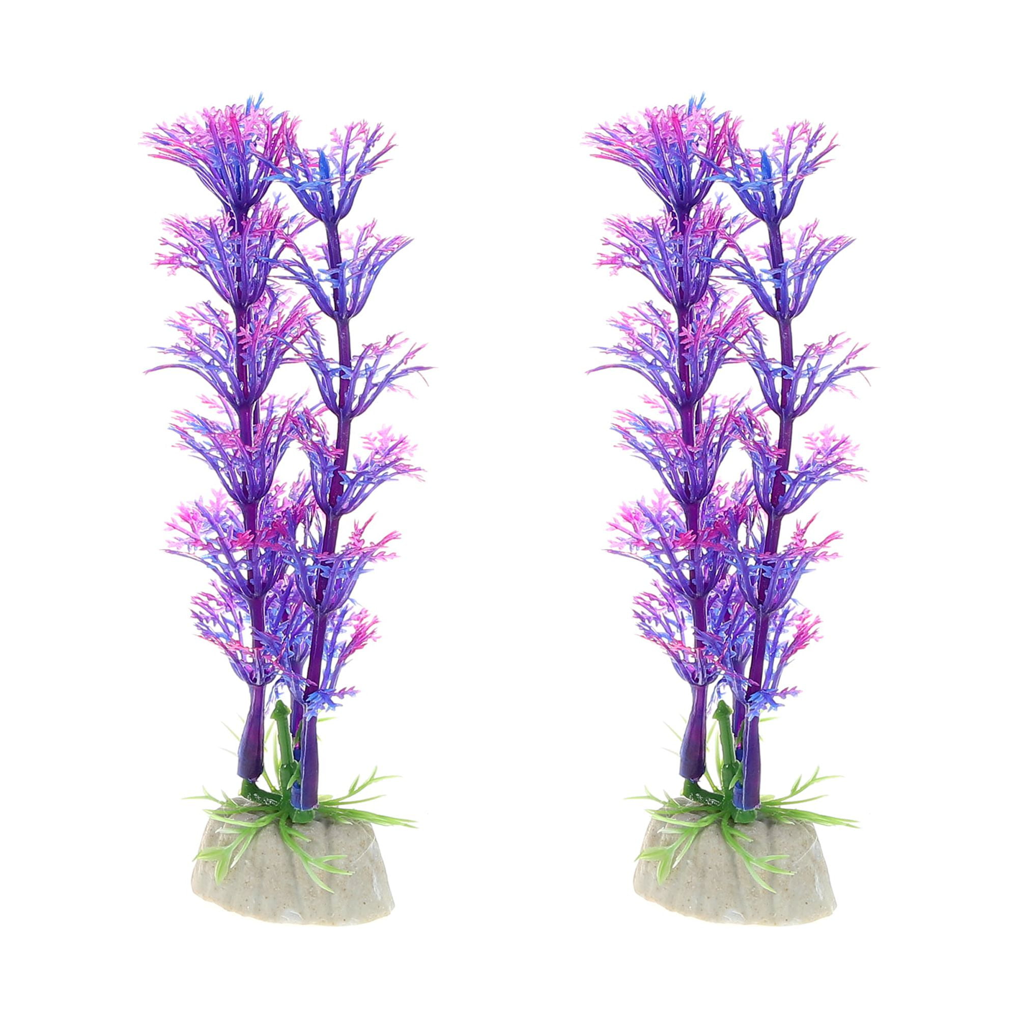 Unique Bargains 2 Pcs Aquarium Plants Decorations Artificial Aquatic Plant Purple
