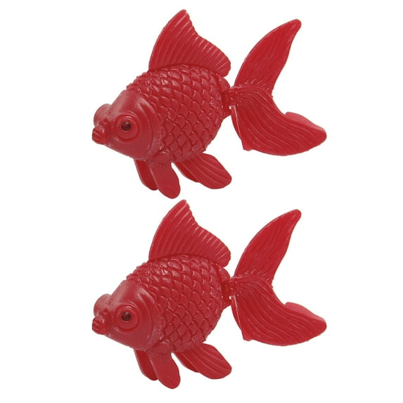 Unique Bargains 2 Pcs Aquarium Movable Tail Red Plastic Floating Goldfish Decor for Fish Tank
