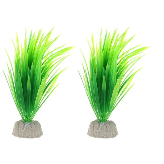 Unique Bargains 2 Pcs Aquarium Plants Decorations Artificial Aquatic Plant Green 5.12"
