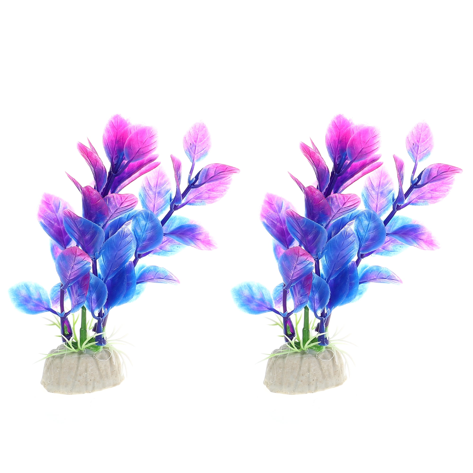 Unique Bargains 2 Pcs Aquarium Plants Decorations Artificial Aquatic Plant Purple 3.94"