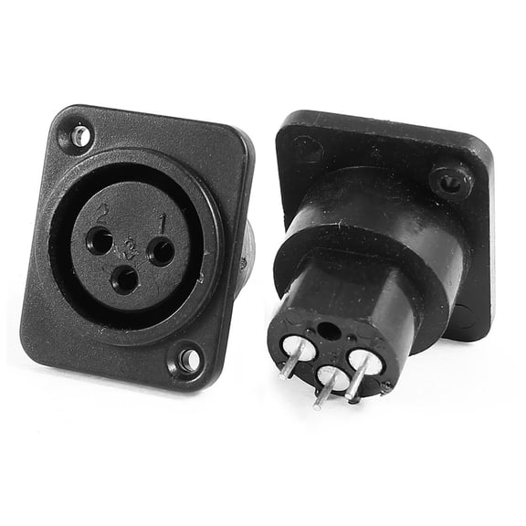 Unique Bargains 2 Pcs Audio MIC XLR 3Pin Female Chassis Panel Mount Socket Black