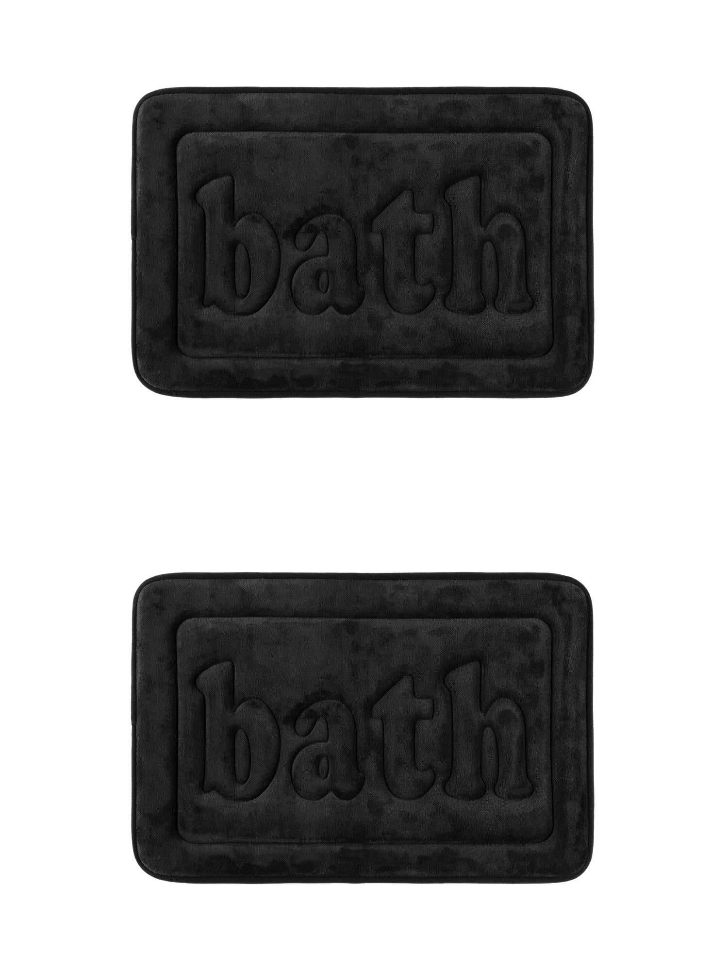 Unique Bargains 2 Pcs Bath Mat Non Skid Bottom Bath Rugs Black 16" x 24"/20" x 32"