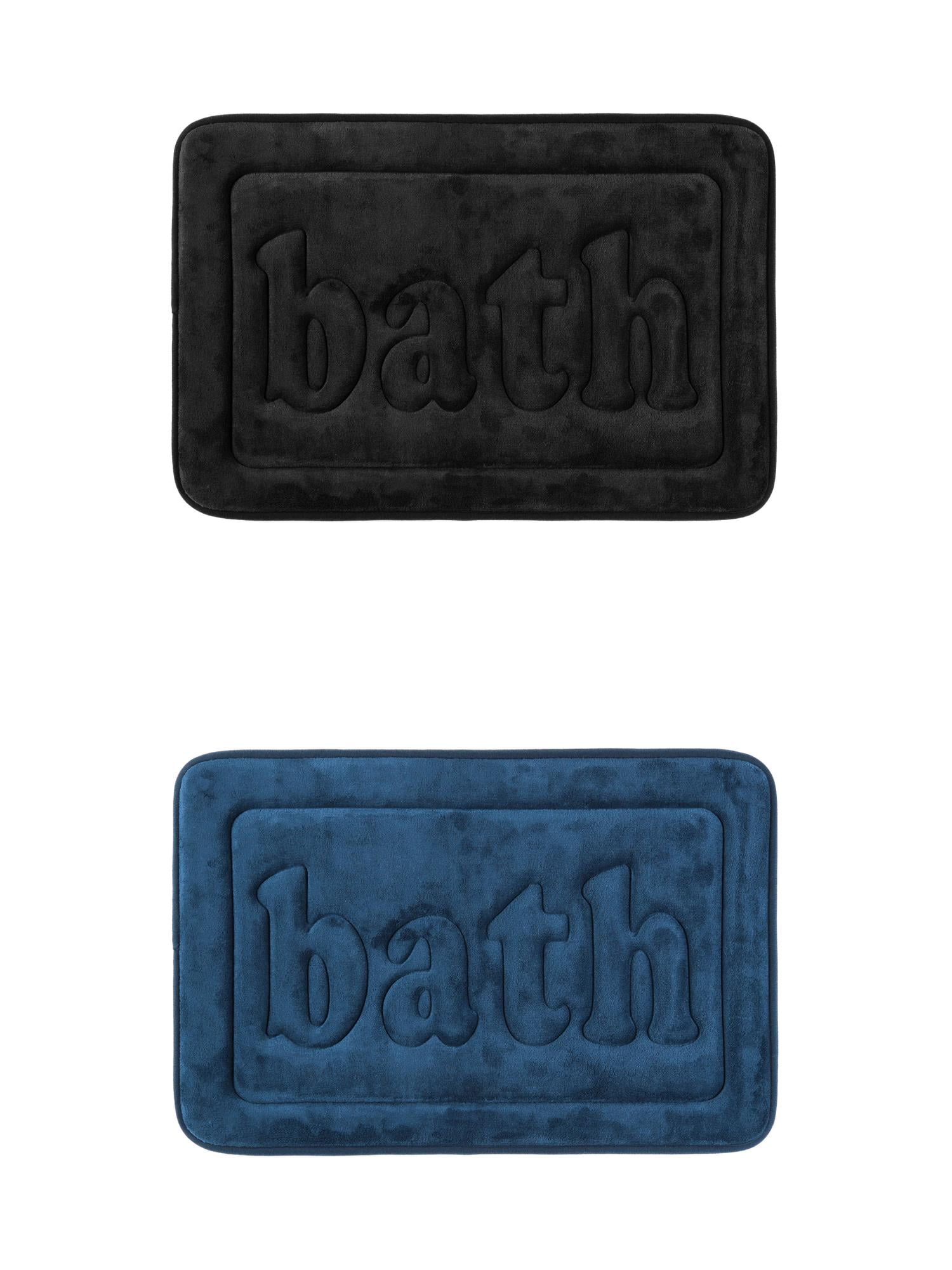 Unique Bargains 2 Pcs Bath Mat Non Skid Bottom Bath Rugs Black/Dark Blue 20" x 32"