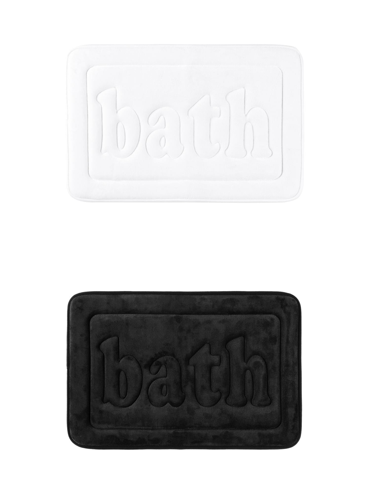 Unique Bargains 2 Pcs Bath Mat Non Skid Bottom Bath Rugs Black/White 20" x 32"