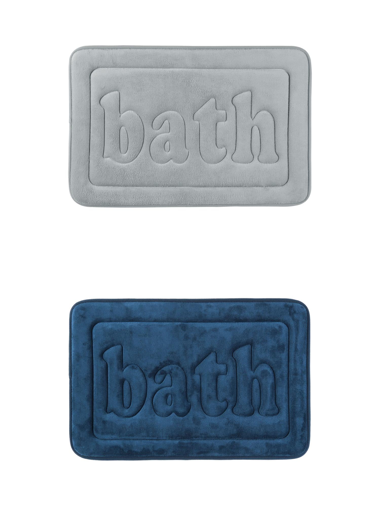 Unique Bargains 2 Pcs Bath Mat Non Skid Bottom Bath Rugs Dark Blue/Light Grey 20" x 32"