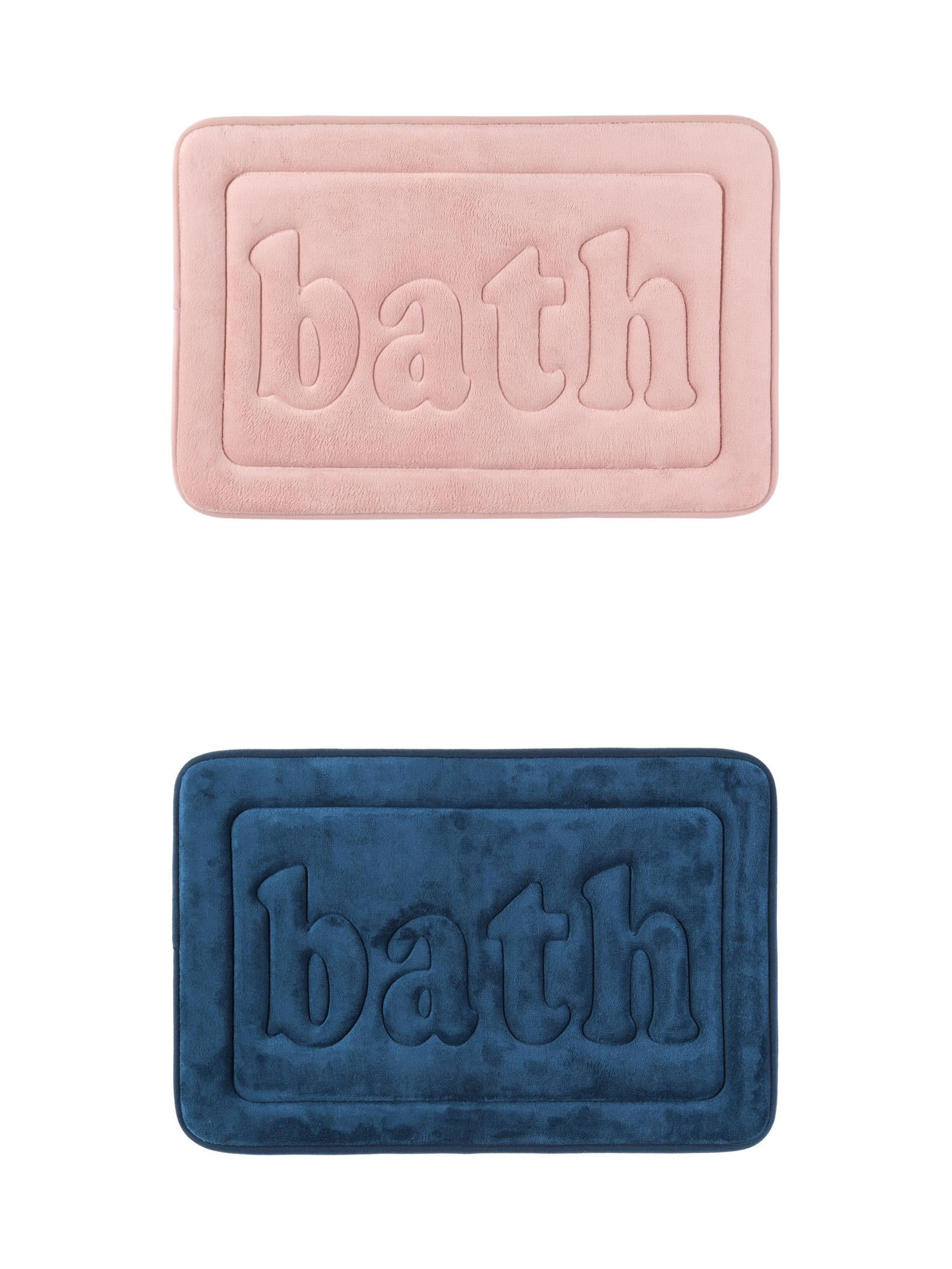Unique Bargains 2 Pcs Bath Mat Non Skid Bottom Bath Rugs Dark Blue/Pink 20" x 32"