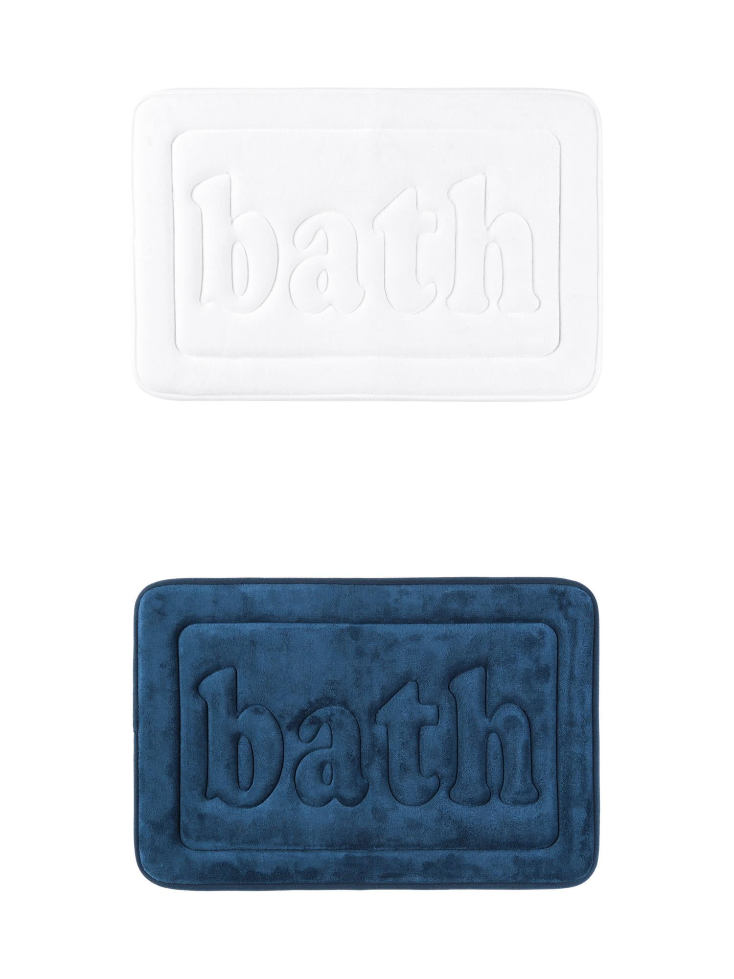 Unique Bargains 2 Pcs Bath Mat Non Skid Bottom Bath Rugs Dark Blue/White 16" x 24"